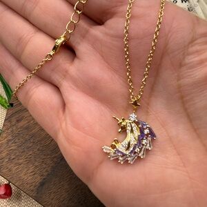 Elegant Gold Unicorn Pendant Necklace steel